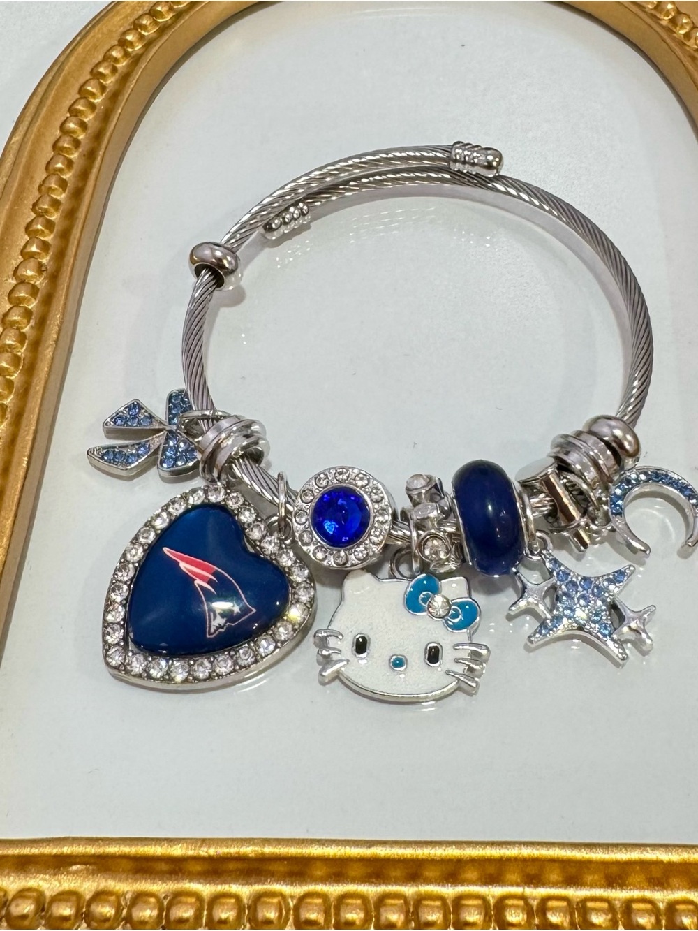 New Silver-Tone Handmade Charm Bracelet Cuff